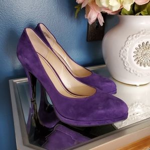 Purple suede pumps